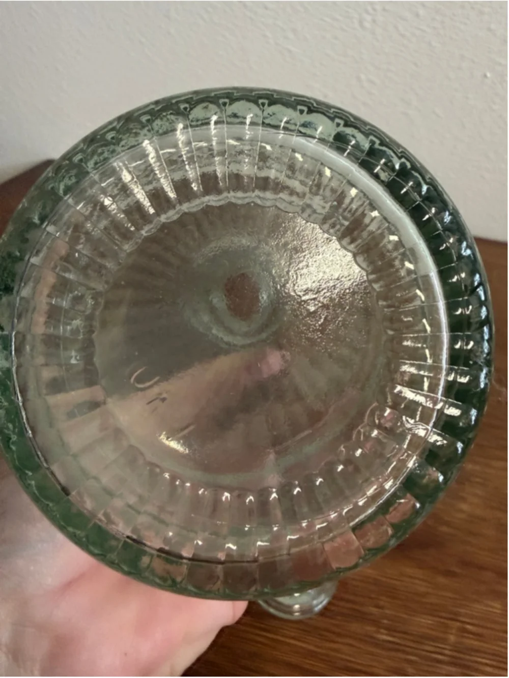 Vintage Clear Glass Decanter Bottle W/ Stopper Ribbed Pressed Glass Barware Cara